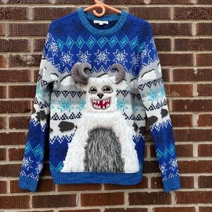 Celebrate Together Men's Ugly Christmas Sweater Yeti Long Sleeve Crewneck Sz S